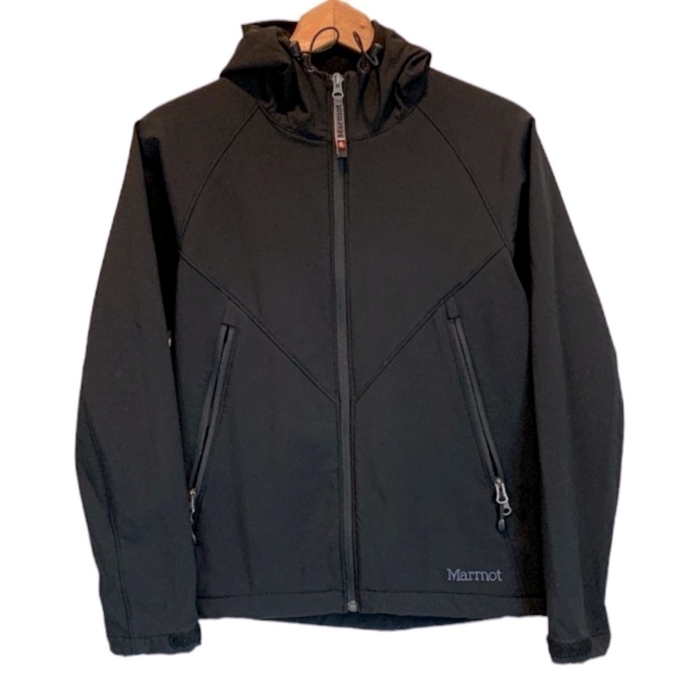 Marmot Hooded Hardshell Coat, Black, Size: Large